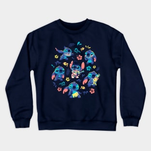 Cute Stitch Pattern // 90s Kid, Cartoon Alien, Hawaii Crewneck Sweatshirt